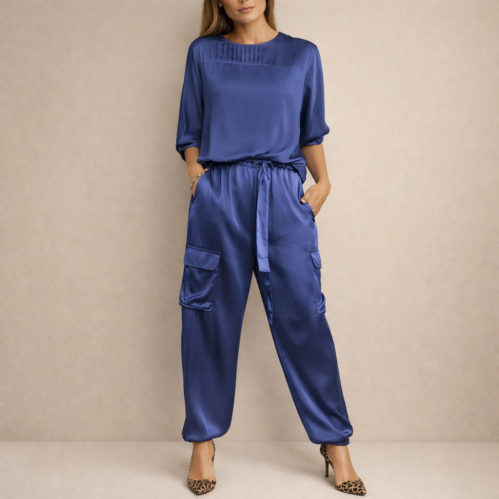 Clara – Satenski komplet sa bluzom i pantalonama