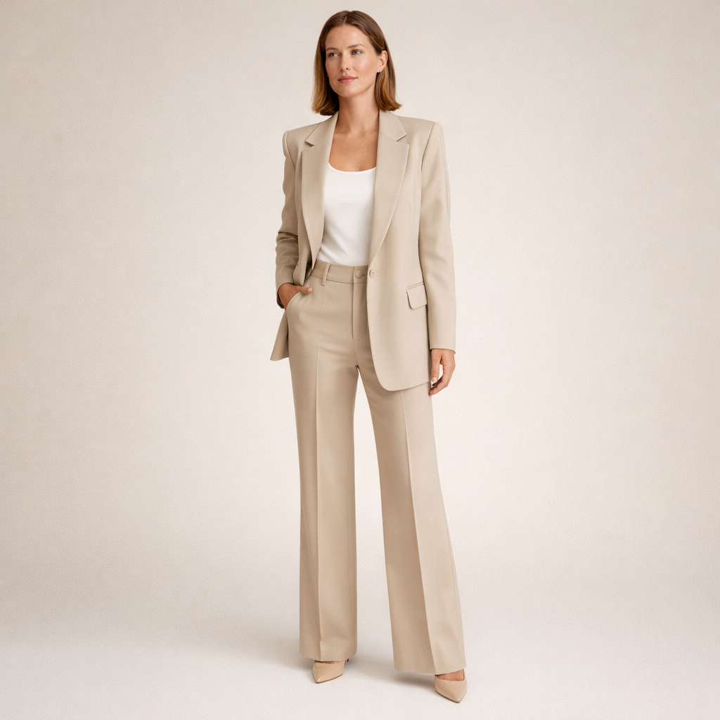 Vanessa – Elegantni komplet sa blejzerom i širokim pantalonama