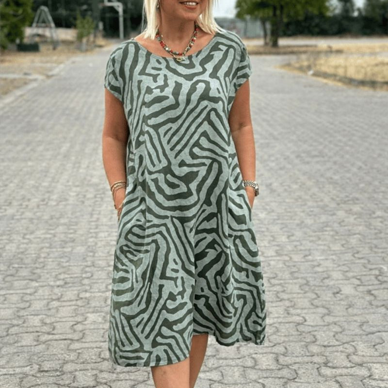 Nelia | Ljetnja haljina okruglog izreza sa prelijepim printom za žene