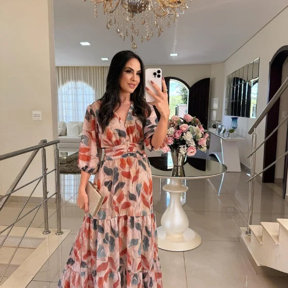 CLAUDIA | Duga cvjetna haljina udobnog kroja za elegantne dane