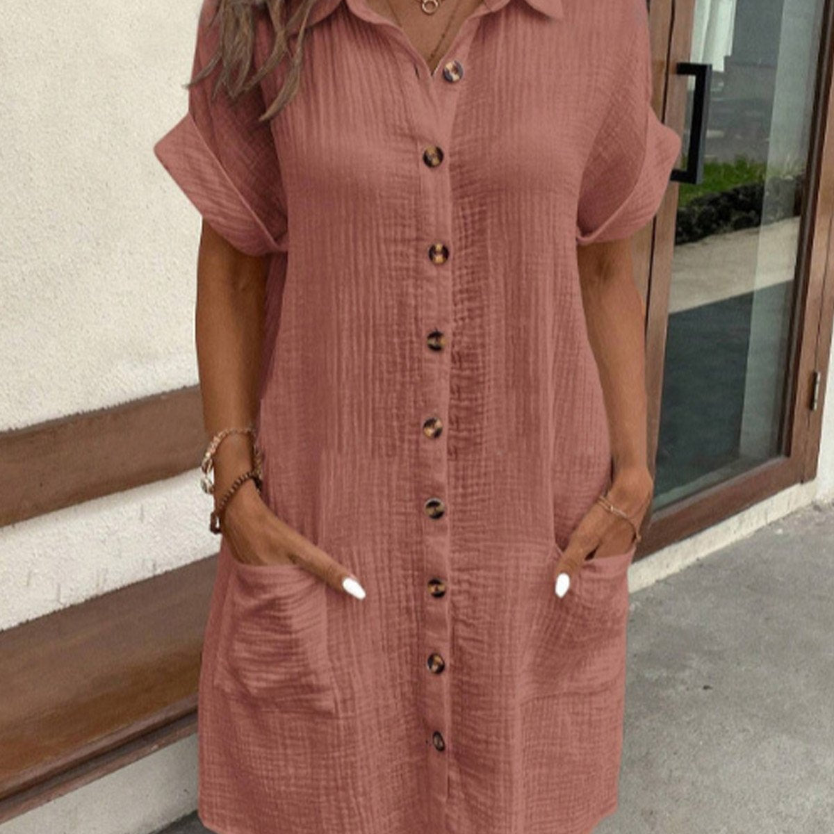 Renata™ - Oversized polo haljina od tkanine