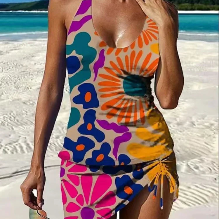 Filipa – Tankini sa grafičkim cvetnim printom i šortsom, efekat ravnog stomaka