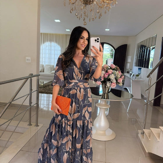 CLAUDIA | Duga cvjetna haljina udobnog kroja za elegantne dane