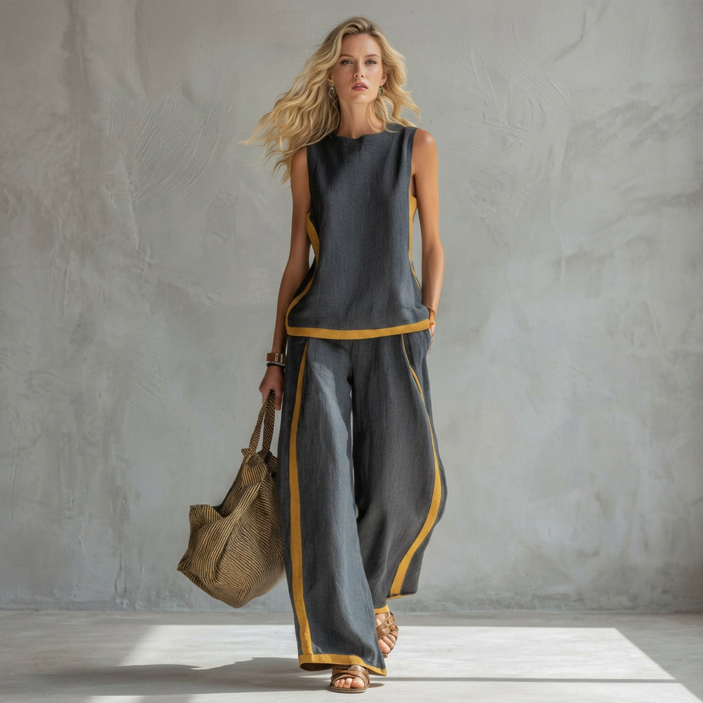 Teresa – Laneni komplet sa bluzom i pantalonama