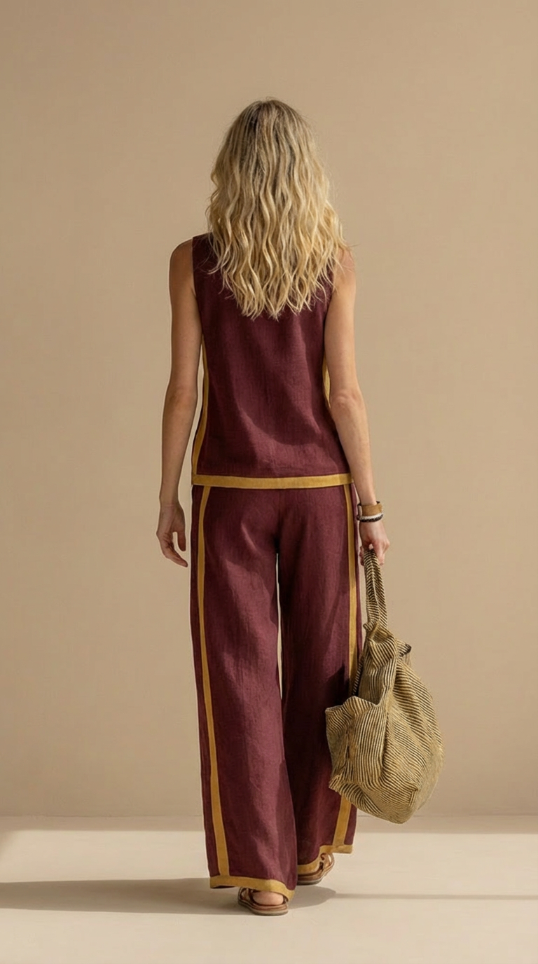 Paula – Laneni komplet sa topom i pantalonama