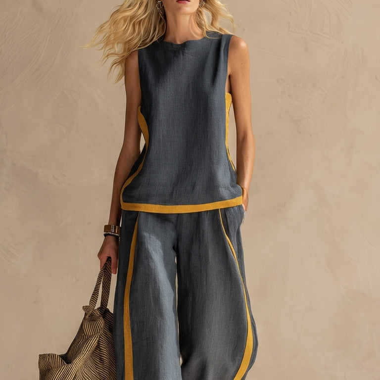 Paula – Laneni komplet sa topom i pantalonama